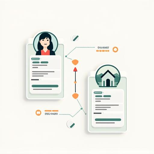 Illustrazione di un profilo cliente che corrisponde perfettamente a una scheda immobile.